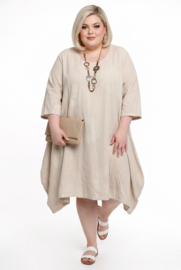 Moonshine katoen A-lijn jurk beige