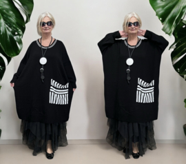 AKH oversized gebreide tuniek/jurk  apart stretch