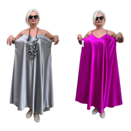 ITALIA MODA oversized satijnen look A-lijn jurk  /in meerdere kleuren