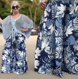 ITALY Mode jersey viscose  wijde broek apart /zeer rekbaar