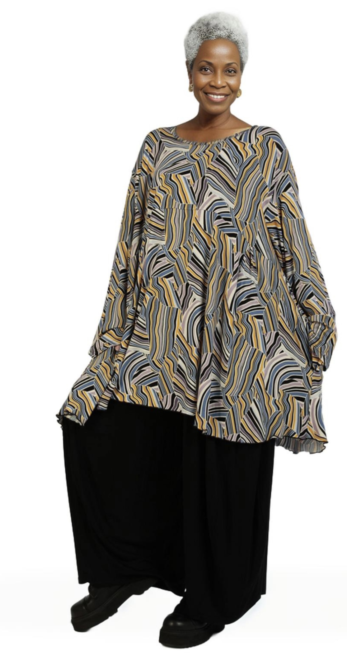 AKH oversized viscose tricot A-lijn tuniek  apart stretch
