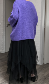Italia oversized gebreide top met broche stretch