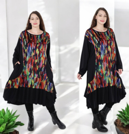 AKH oversized viscose A-lijn jurk stretch/zwart