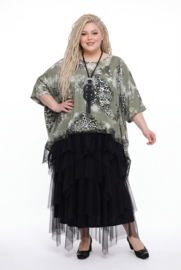 ITALIA MODA viscose tuniek/poncho met kant en ketting /stretch/meerdere kleuren