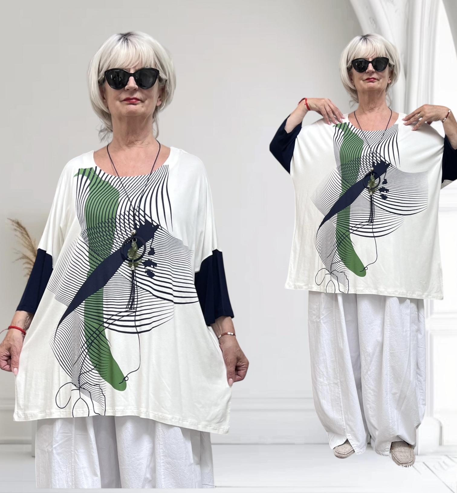 Zedd Plus viscose top met ketting stretch