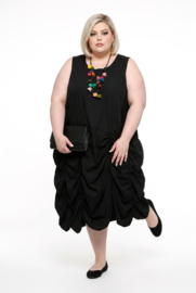 Moonshine katoen A-lijn jurk stretch/zwart