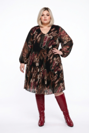 ITALIA MODA  viscose chiffon met accordeonplissé A-lijn jurk gevoerd /stretch