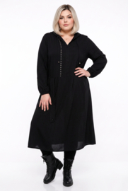 AKH oversized viscose soepele slinky-kwaliteit A-lijn jurk  apart/ zwart