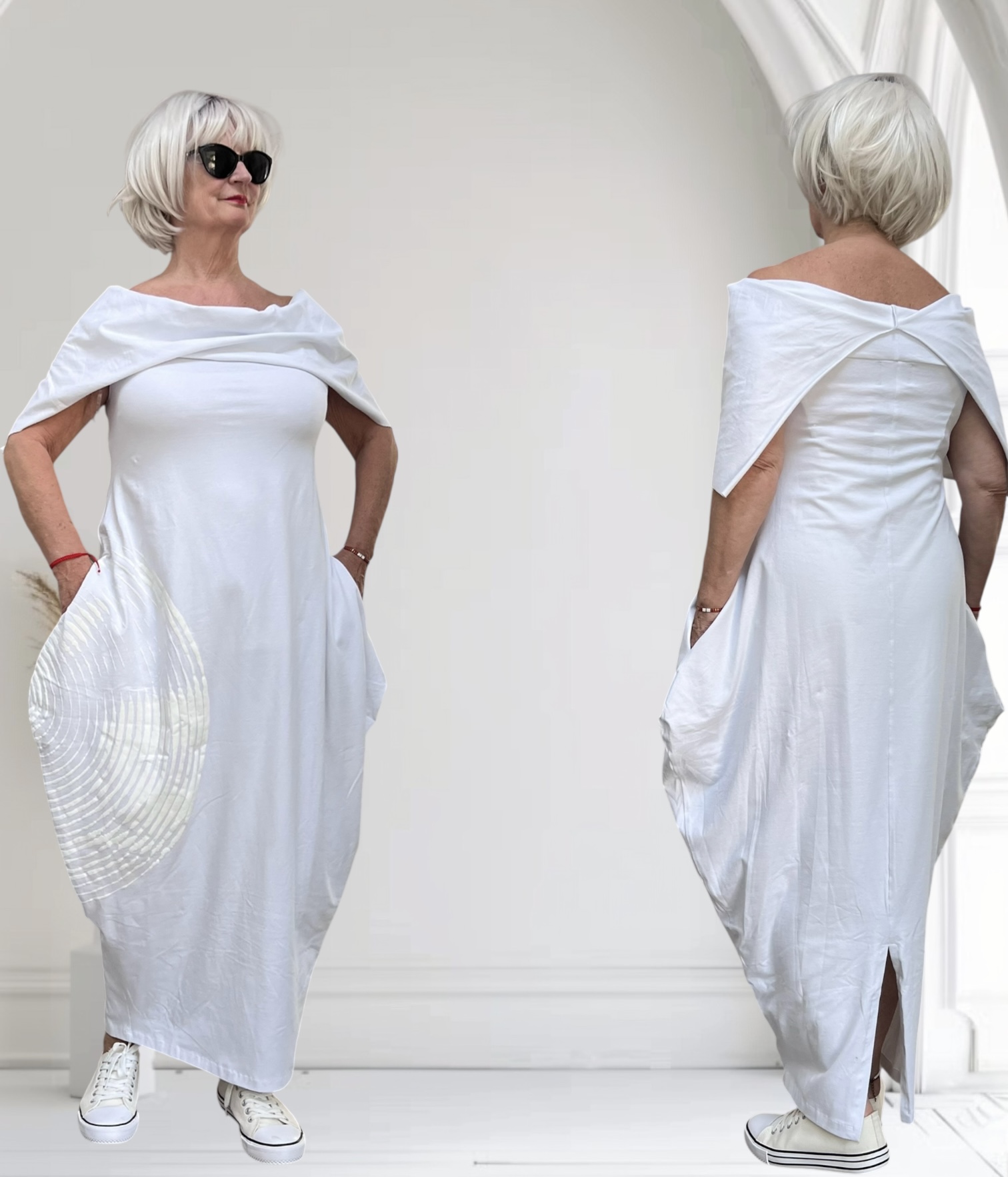 IZZY oversized katoen jurk met col/apart