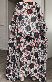 Francesca Romantica oversized A-lijn viscose chiffon overjurk met touwtjes  apart (extra groot)