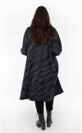 AKH oversized katoen mix jersey A-lijn blazer/vest apart stretch