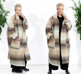 AKH oversized lange wollen winterjas/mantel  gevoerd