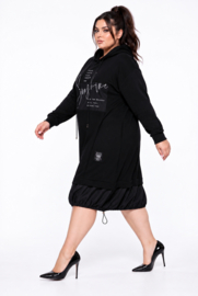ITALIA MODA oversized katoen ballon jurk stretch zwart