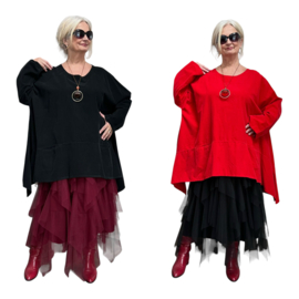 ITALIA MODA fijn corduroy katoen A-lijn tuniek met ketting /in meerdere kleuren