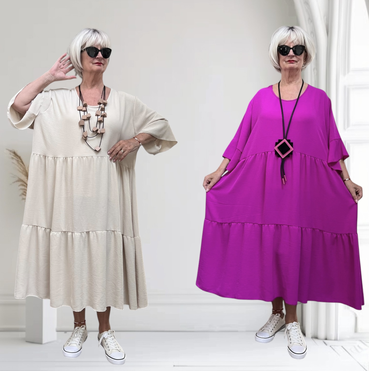 ITALIA  MODA  viscose wijde jurk apart/ in meerdere kleuren
