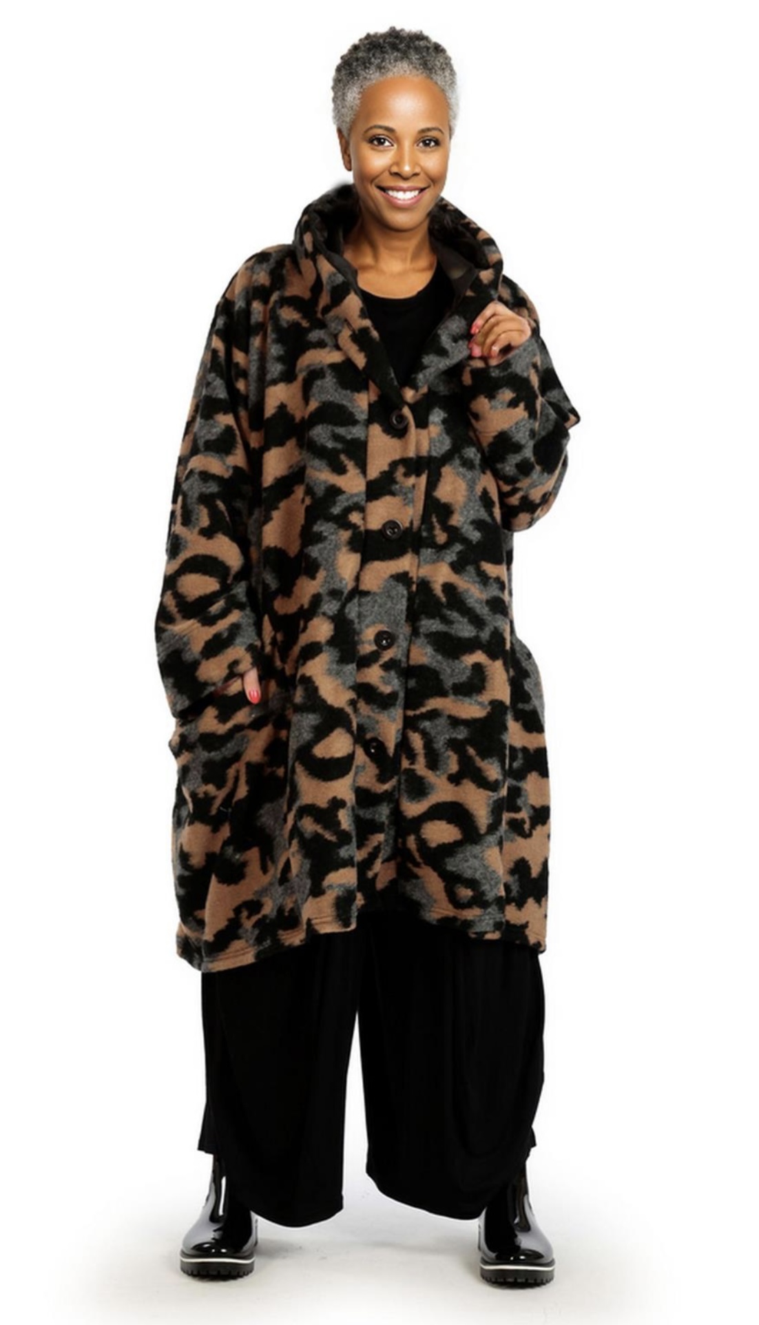 AKH oversized wollen winterjas/mantel  gevoerd