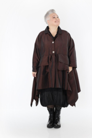 AKH oversized taft tussenjas apart chocoladebruin /gevoerd 