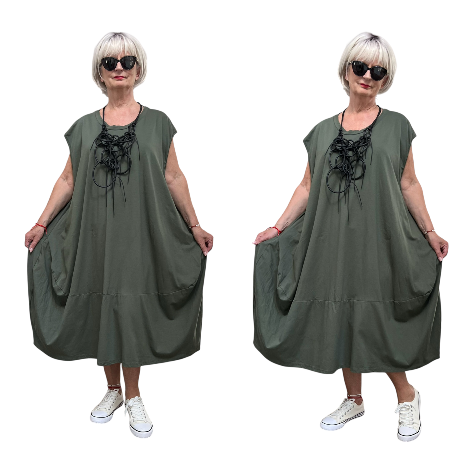 ITALIA  MODA  katoen A-lijn jurk apart/ in meerdere kleuren