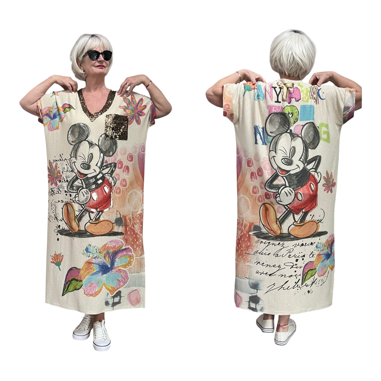 CHARME MODA oversized jurk met glitters stretch