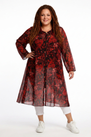 AKH oversized A-lijn chiffon tuniek/hemd/jurk met ritssluiting