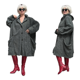 AKH oversized wollen winterjas/mantel  gevoerd