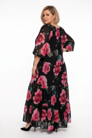 SASHA VIVIEN  chiffon met een vleugje zijde jurk gevoerd