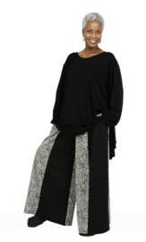 AKH oversized viscose jersey wijde broek stretch/ zwart/grijs