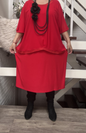 ITALIA MODA chiffon jurk + top met imitatie knoopsluiting achter/gevoerd