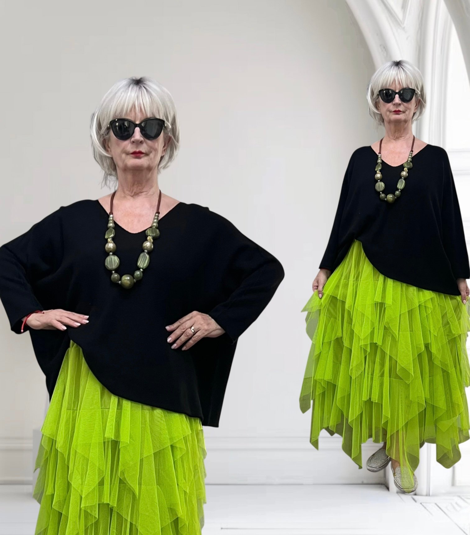Moonshine oversized viscose mix gebreide top stretch zwart
