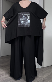 SASHA GRANDE oversized viscose A-lijn tuniek+ broek/stretch zwart