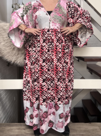 Mila Ragazza oversized A-lijn katoen tricot boho jurk  apart (extra groot)stretch