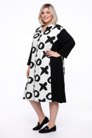 AKH oversized katoen mix A-lijn blazer stretch zwart/wit