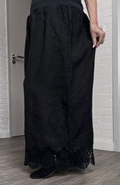 Moonshine linnen wijde broek met geborduurd kant/ apart /in meerdere kleuren