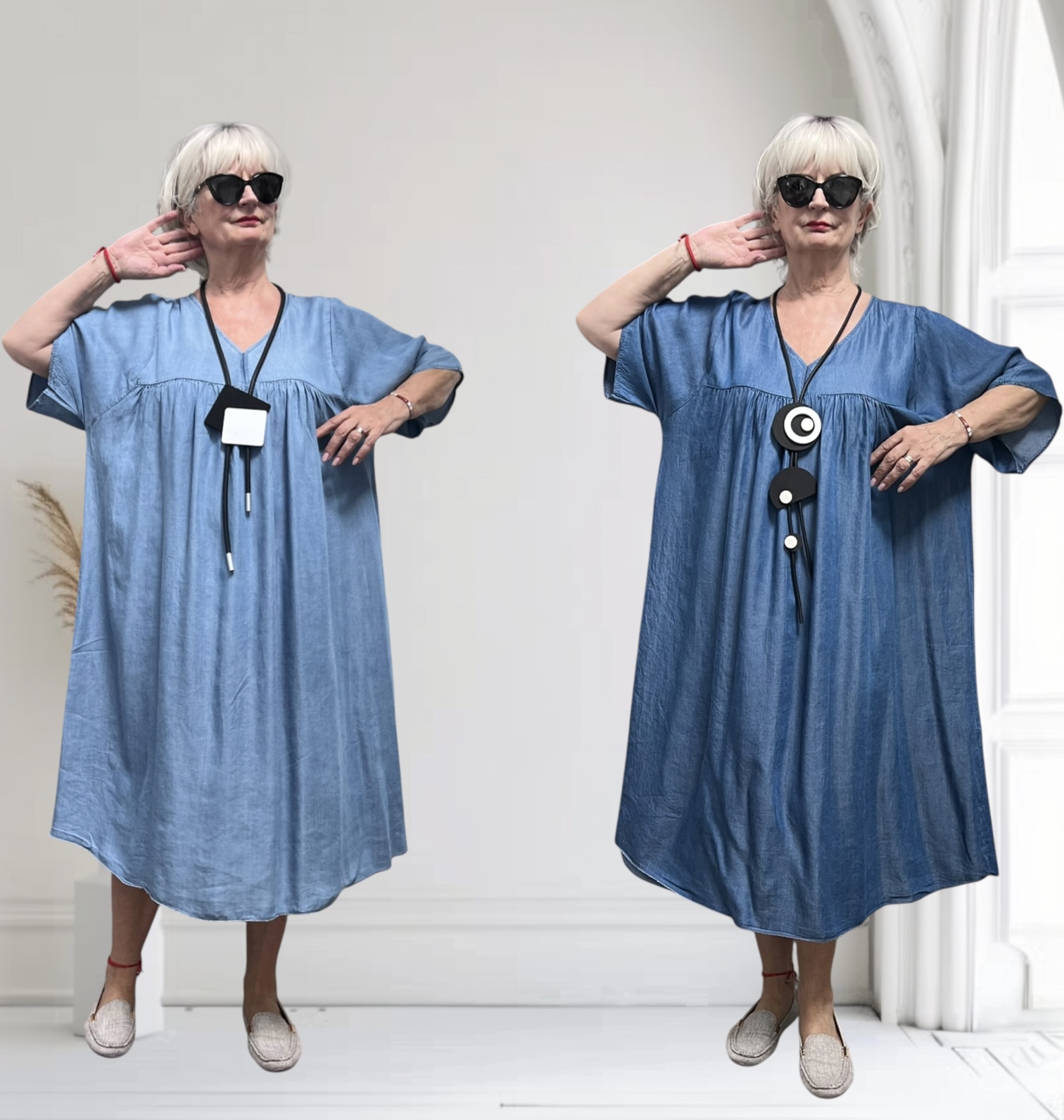 ITALIA MODA tencel jeans A-lijn jurk/in meerdere kleuren
