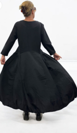 Vincenzo Allocca oversized katoen A-lijn jurk met inzet van taft /aparte/stretch/zwart