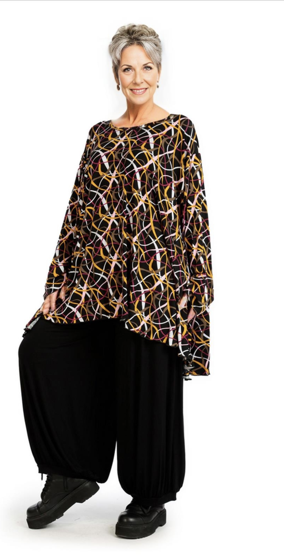 AKH oversized viscose tricot A-lijn tuniek  apart stretch