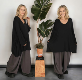 AKH oversized viscose tuniek apart stretch  zwart