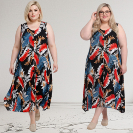 R.A.F.A.Y viscose A-lijn jurk/hemd met knoopsluiting/ stretch