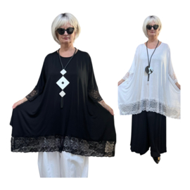 Moonshine jersey viscose A-lijn tuniek met KANT  stretch/in meerdere kleuren