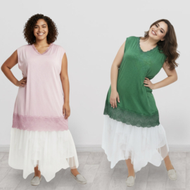 ITALIA MODA  de modieuze kleuring viscose A-lijn tuniek met KANT stretch apart/in meerdere kleuren