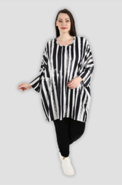 AKH oversized viscose tuniek/top zwart/wit  apart