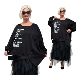 EU Queen oversized katoen A-lijn top/zwart stretch/apart/in meerdere kleuren