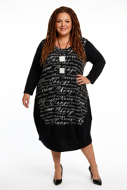 New Jersey viscose ballon jurk stretch zwart/wit