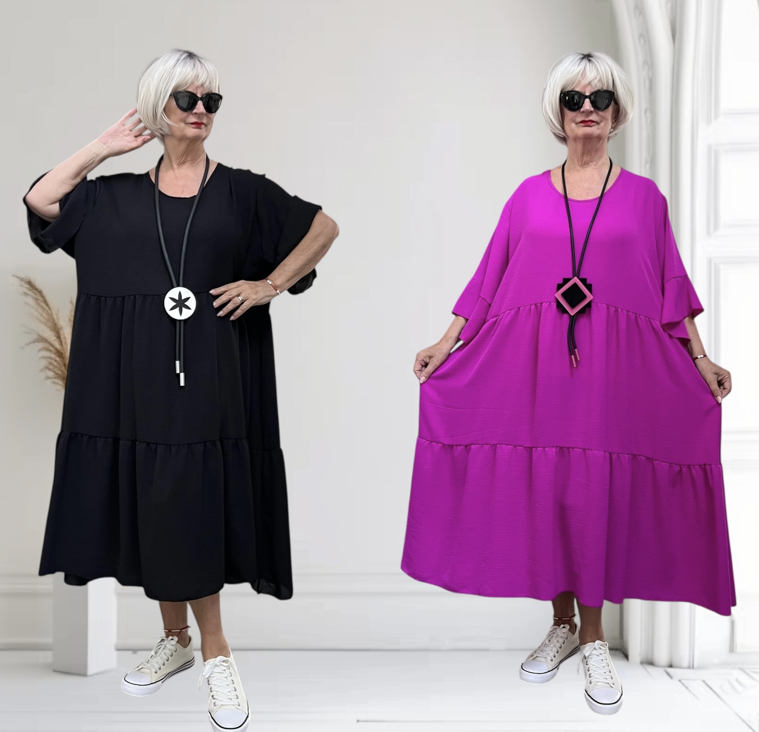 ITALIA  MODA  viscose wijde jurk apart/ in meerdere kleuren