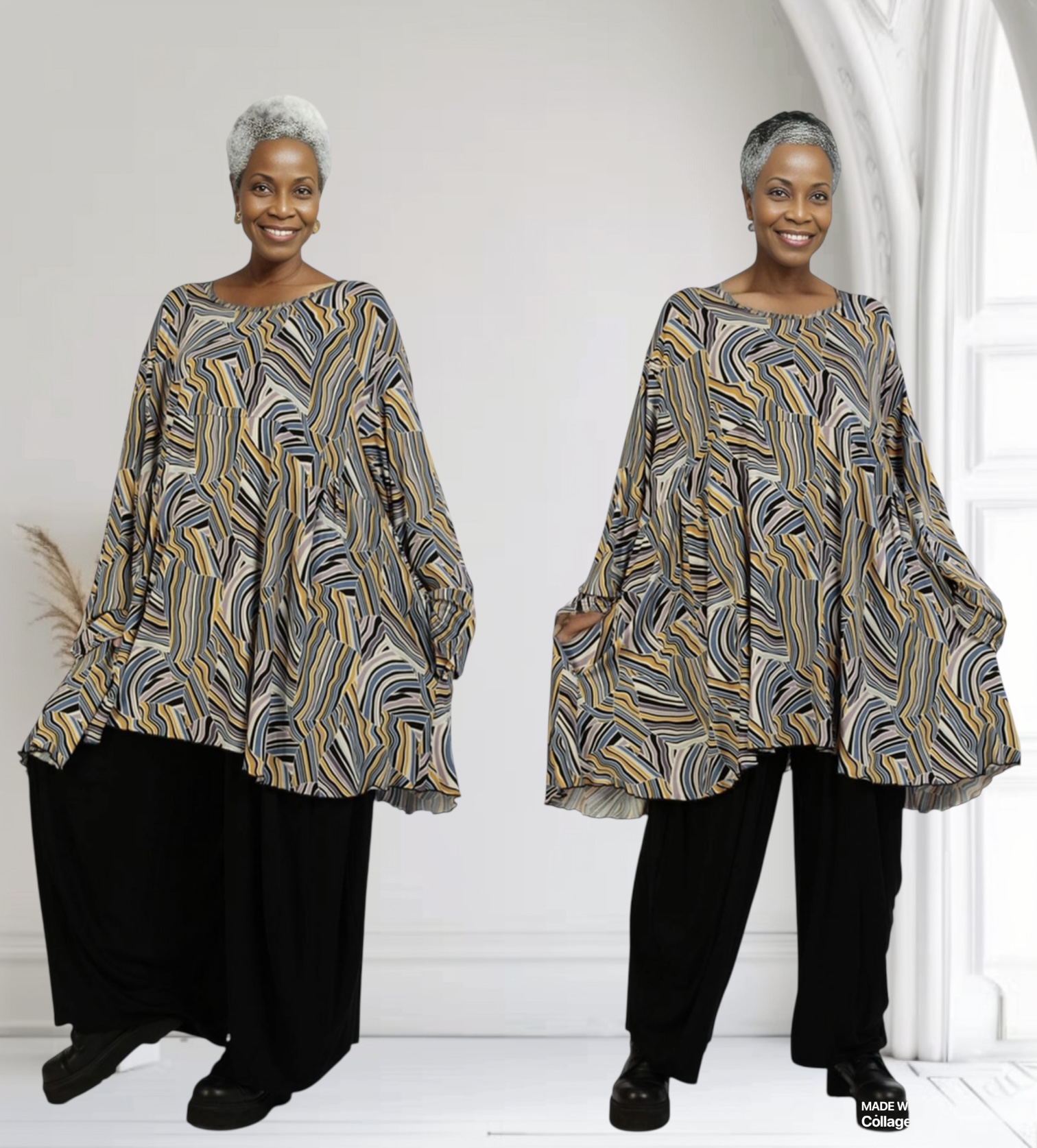 AKH oversized viscose tricot A-lijn tuniek  apart stretch