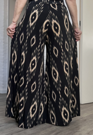 ITALY Mode jersey viscose  wijde broek apart /zeer rekbaar/ zwart /beige 