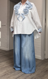 S.Woman oversized katoen blouse/hemd met bloemen