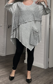 Moonshine linnen/viscose A-lijn tuniek met kant / in meerdere kleuren