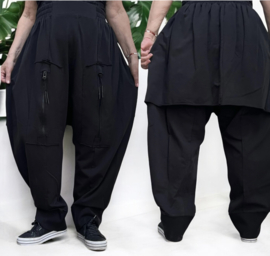 Vincenzo Allocca katoen harem broek/rok apart stretch zwart