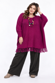 ITALIA oversized acryl mix gebreide tuniek/top met franjes/in meerdere kleuren